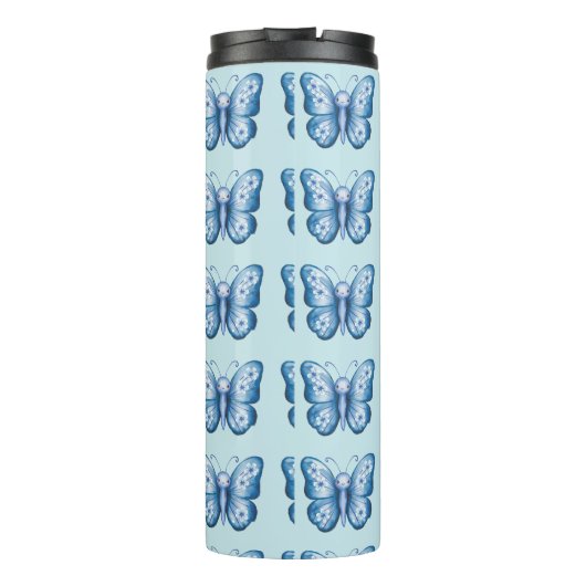 Blauwe vlinder thermosbeker (Achterkant)