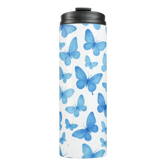 Blauwe Vlinder Thermosbeker (Voorkant)
