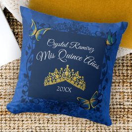 Blauwe vlinder Tiara Quinceanera Pillow Kussen