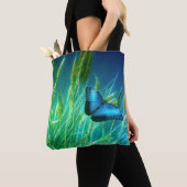Blauwe vlinder tote bag (Dichtbij)