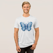 Blauwe vlinder Tri-Blend shirt (Voorkant volledig)