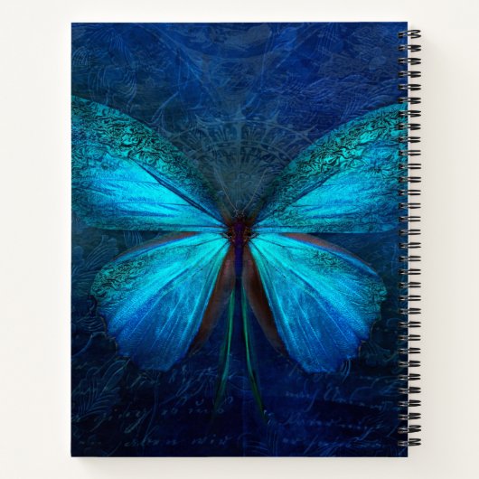 Blauwe vlinder van Joy & Luck Notitieboek (Achterkant)