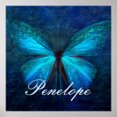 Blauwe vlinder van Joy & Luck Poster (Voorkant)