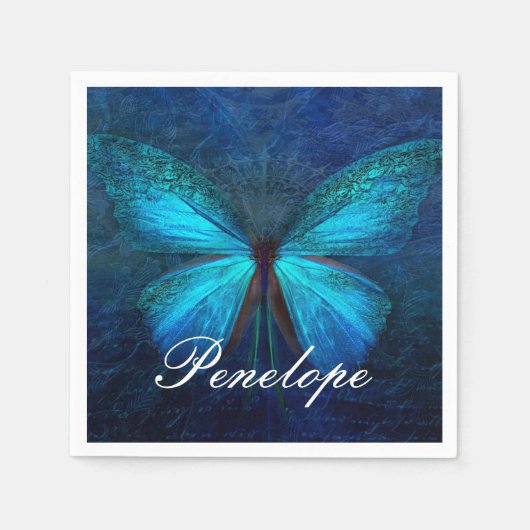 Blauwe vlinder van Joy & Luck Servet (Voorkant)