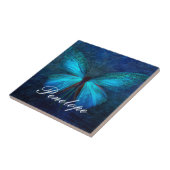 Blauwe vlinder van Joy & Luck Tegeltje (Zijkant)