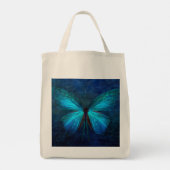 Blauwe vlinder van Joy & Luck Tote Bag (Achterkant)