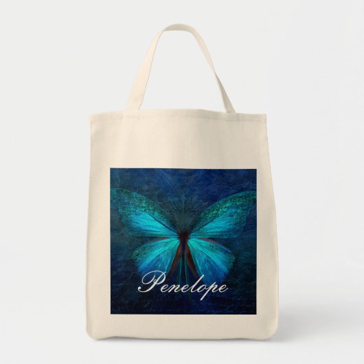 Blauwe vlinder van Joy & Luck Tote Bag (Voorkant)
