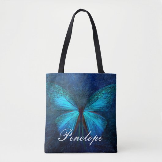 Blauwe vlinder van Joy & Luck Tote Bag (Voorkant)