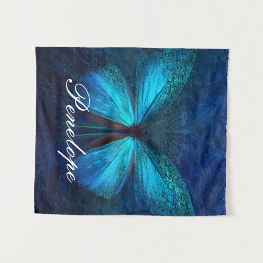 Blauwe vlinder van Joy & Luck Wandkleed (Voorkant (horizontaal))