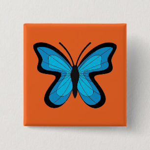 Blauwe Vlinder Vierkante Button 5,1 Cm
