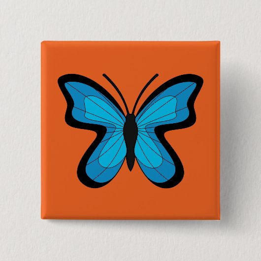 Blauwe vlinder vierkante button 5,1 cm (Voorkant)
