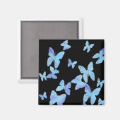 Blauwe Vlinder Vierkante Magneet (Voorkant / Achterkant)