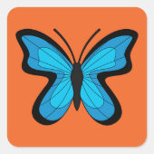 Blauwe vlinder vierkante sticker (Voorkant)
