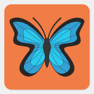 Blauwe Vlinder Vierkante Sticker