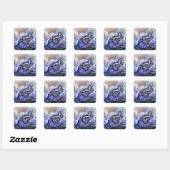 Blauwe vlinder vierkante sticker (Vel)