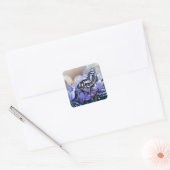 Blauwe vlinder vierkante sticker (Envelop)