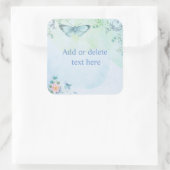 Blauwe vlinder vierkante sticker (Tas)