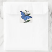 Blauwe vlinder vierkante sticker (Tas)