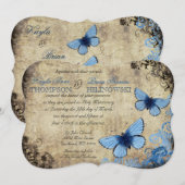 Blauwe Vlinder Vintage bruiloft uitnodiging (Voorkant / Achterkant)