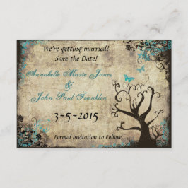 Blauwe Vlinder Vintage Save the Date Kaart