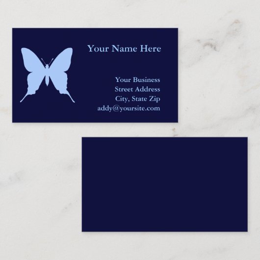Blauwe vlinder visitekaartje (Voorkant / Achterkant)
