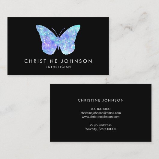 blauwe vlinder visitekaartje (Voorkant / Achterkant)