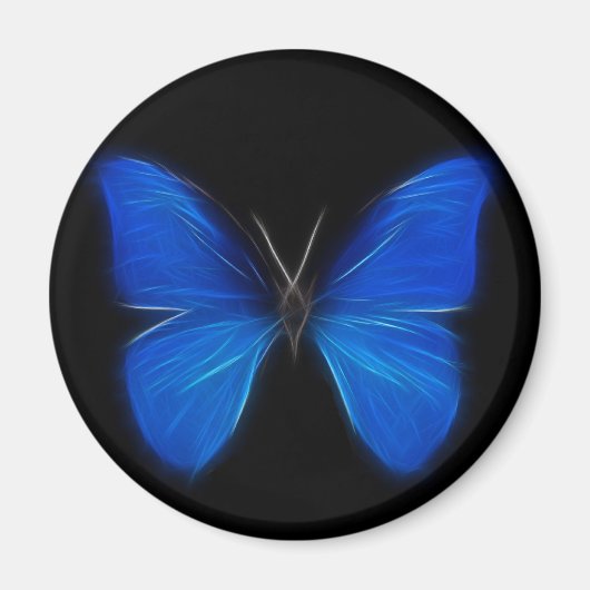 Blauwe vlinder vliegend insect magneet (Voorkant)