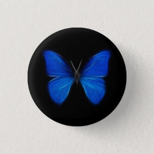 Blauwe vlinder vliegend insect ronde button 3,2 cm