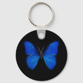 Blauwe vlinder vliegend insect sleutelhanger (Voorkant)