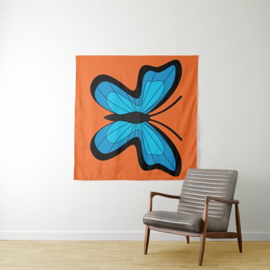 Blauwe Vlinder Wandkleed (In Situ (horizontaal))