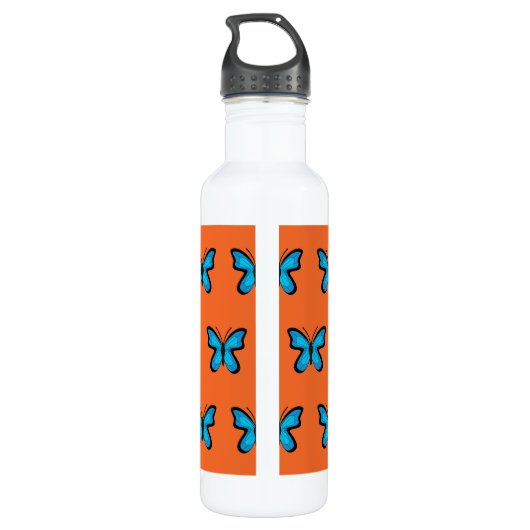 Blauwe vlinder waterfles  (Achterkant)