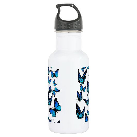 blauwe vlinder waterfles  (Achterkant)