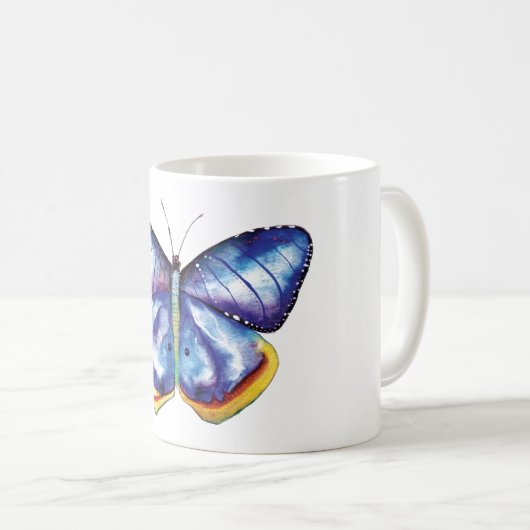 Blauwe vlinder Waterverf Art Mok (Voorkant rechts)