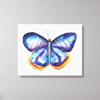 Blauwe Vlinder Waterverf Kunst Enig Canvas