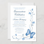 Blauwe Vlinder & wervelingen Quinceañera Magnetische Uitnodiging (Voorkant)