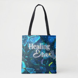 blauwe vlinder whimsy esthetische Inspiratie Quote Tote Bag
