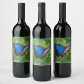 Blauwe vlinder wijn etiket (Flessen)