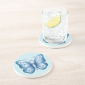 Blauwe vlinder zandsteen onderzetter (Zijkant)