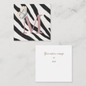Blauwe Vlinder & Zebra Bont Roos Monogram Aangepas Notitiekaartje (Voorkant / Achterkant)