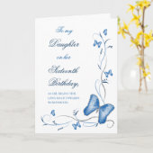 Blauwe Vlinder & Zoete Verjaardag 16 van Kaart (Gele Bloem)