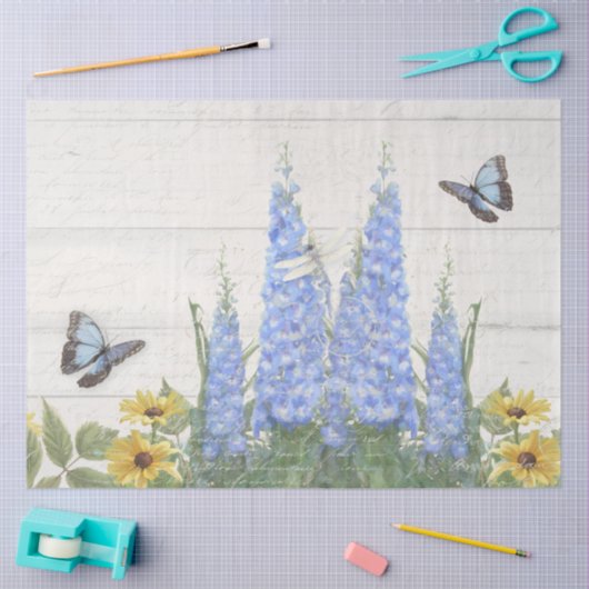 Blauwe vlinderbloembloem ontbinden tissuepapier (Craft)