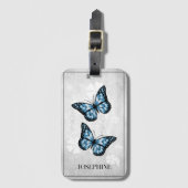 Blauwe vlinderbloemig Bagagelabel (Voorkant (verticaal))