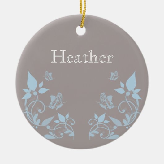 Blauwe vlinderbloemig Ornament (Voorkant)