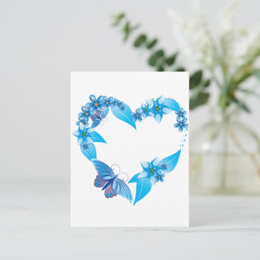 Blauwe vlinderbloemigen briefkaart (Staand voorkant)