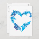 Blauwe vlinderbloemigen briefkaart (Voorkant / Achterkant)
