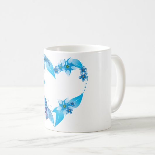 Blauwe vlinderbloemigen koffiemok (Voorkant rechts)