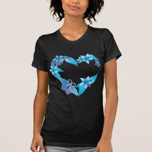 Blauwe vlinderbloemigen t-shirt