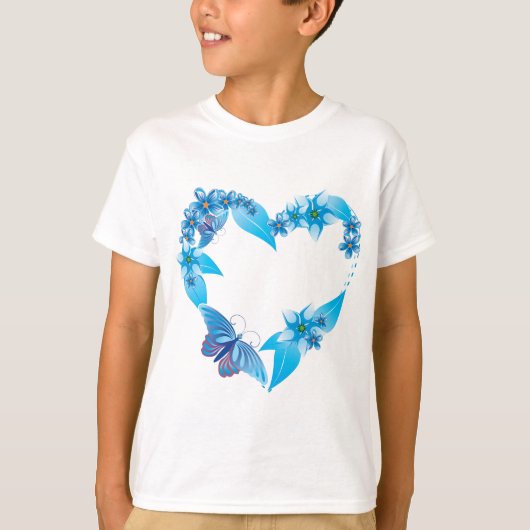 Blauwe vlinderbloemigen t-shirt (Voorkant)