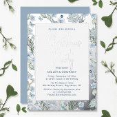 Blauwe vlinderbloemigen voor kerstfeestdagen folie uitnodiging