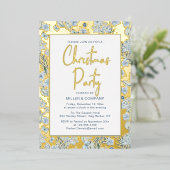 Blauwe vlinderbloemigen voor kerstfeestdagen folie uitnodiging (Staand Voorkant)